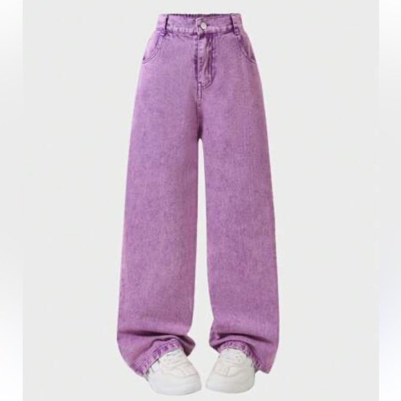 High Waisted Straight Leg Jeans Light Purple Size 2 XS - Picture 2 of 3